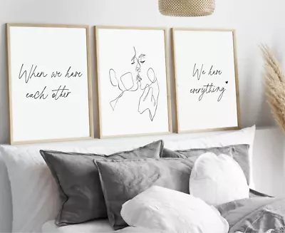 Set Of 3 One Line Drawing Couple Line Art Wall Art Home Decor • £56.01