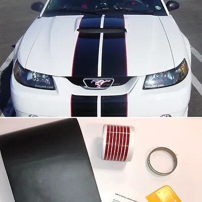 8  Vinyl Racing Stripes Kit - Matte Black - 30' Or 36' Long - W/ Red Pinstripes • $55