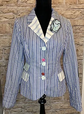 Joe Browns Blue White Stripe Nautical Summer Blazer Jacket UK 12 New • £45