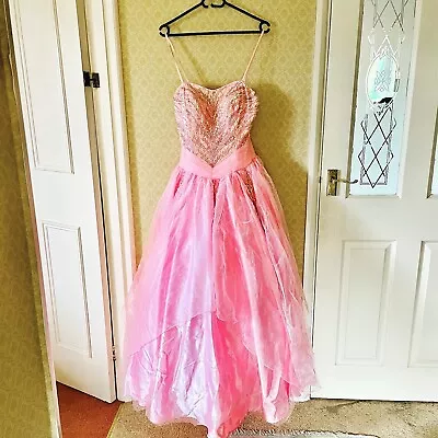 Yve London Pink Prom Ball Princess Gown Dress Evening Party Fits Size XS UK 6 • £90