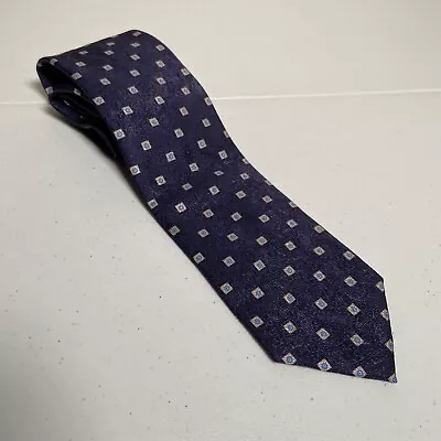 Brioni Tie Silk Printed Handmade In Italy Blue Necktie 3.5  Width X 61  Length • $21.95