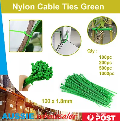 Au 100/200/500/1000pc Cable Ties Zip Ties Nylon Home Green Bulk Garden • $11.45