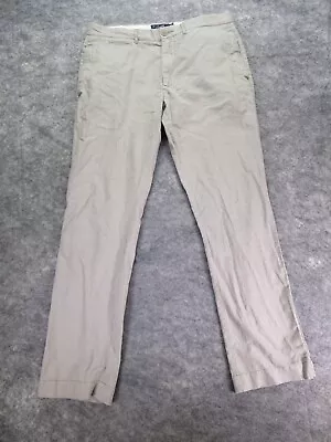$22.38 • Buy Grayers Clothiers Pants Mens 34x32 Beige Chino Straight Leg Linen Cotton
