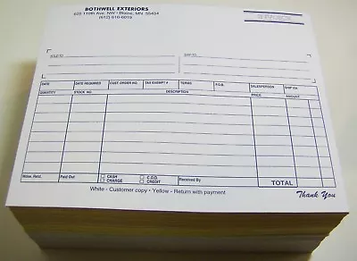 Printed 2-Part Carbonless Forms 8.5  X 7  Proposal Receipt NCR  250 Custom Sets • $124.80