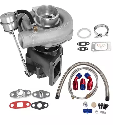 FOR Hybrid T3 T4 T3T4 TO4E V-band Turbo 0.63 AR Oil Drain Return FEED Line Kit • £160.99