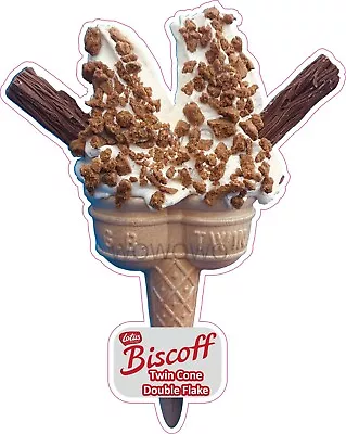 Ice Cream Van Sticker Twin Lotus Biscoff Cone & 2 Flakes Ice Cream Trailer Decal • £3.95