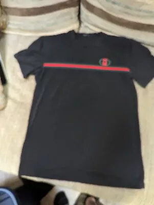 Gucci Black Mens T-shirt Top With Red Green Stripe Vintage ? • $89.69