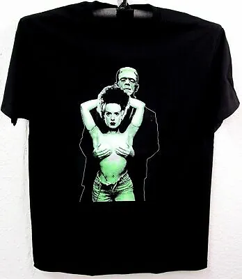 FRANKENSTEIN T-shirt Bride Horror Monster Movie Tee Adult Men's Black New • $15.95