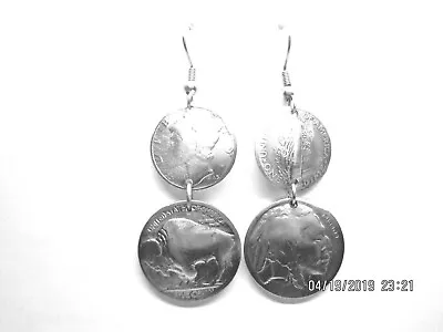 $27 • Buy Silver Mercury Dime & Antique Nickel Earrings-history!