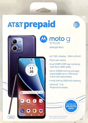 *NEW* AT&T Prepaid Motorola Moto G Stylus LTE (128GB)- Midnight Blue • $79.99