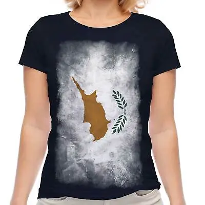 £9.95 • Buy Cyprus Faded Flag Ladies T-shirt Tee Top Kypros Football Cypriot Gift Shirt