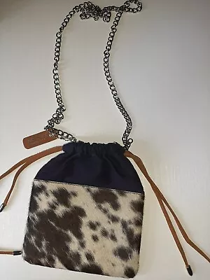 £25 • Buy Cow Design Print Leather Pouch Bag Chain Detail River Island