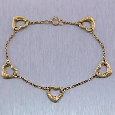 Tiffany & Co. Elsa Peretti 18k Yellow Gold Medium Open Heart Bracelet • $1499.21