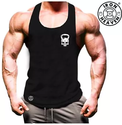 Skull Kettlebell Vest Pocket Gym Clothing Bodybuilding Training Boxing Tank Top • £6.43