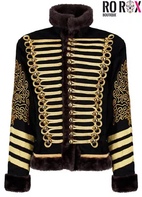 Hussar Military Jacket Jimi Hendrix Inspired Parade Drummer Officer Faux Fur • £65