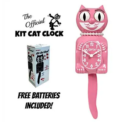 PINK SATIN LADY KIT CAT CLOCK 15.5  Free Battery USA MADE Official Kit-Cat Klock • $69.99