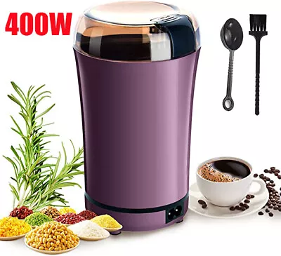 400W Electric Coffee-Grinder Grinding Milling Bean Nuts Spices Matte-Blender Dry • £10.99