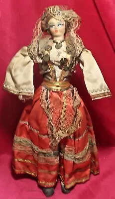 Old Vintage European Middle Eastern Lady Doll Cloth Face Posable Arms Big Shoes • $9.50