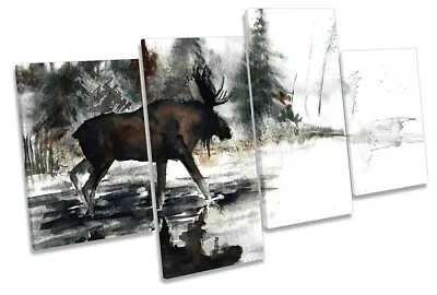 Moose Antlers Wildlife Print MULTI CANVAS WALL ART Picture • $144.99