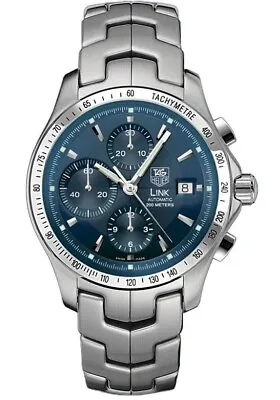 Tag Heuer LINK CJF2114.BA0576 Automatic Chronograph Men's Blue Watch SERVICED • $1717.90