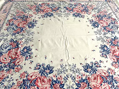 Vintage Square Tablecloth Peony Flower Design • $6.59