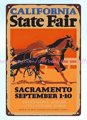 1931 California State Fair Sacramento Horse Race Metal Tin Sign The Plaque • $18.85