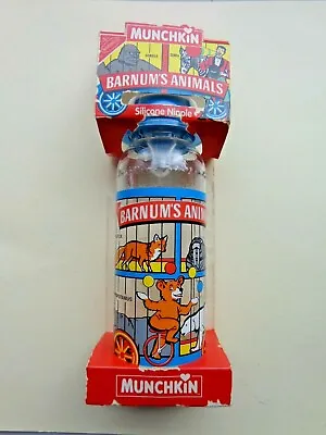 Vintage Barnum's Animals Blue Baby Bottle 8oz Munchkin 1994 New Old Stock  #2 • $20.50