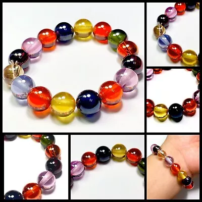 THAI BUDDHA BRACELET NAGA EYE AMULET 9 COLOR 12mm GEMS CRYSTAL TALISMAN  M093 • $59.99