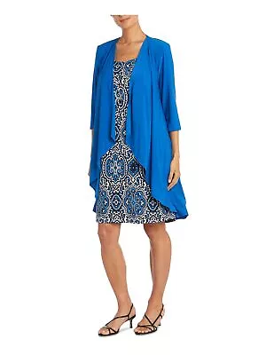 R&M RICHARDS Womens Blue With NeckAnd Jacket Sleeveless Above The Knee Dress 6 • $10.99