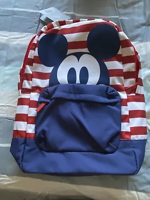 Disney Store Mickey Mouse Red White And Blue Americana Striped Backpack New • $19.99