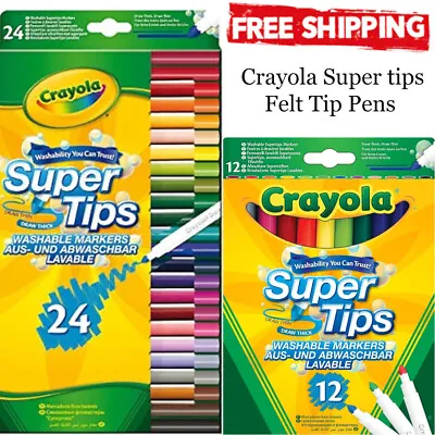 Crayola Super Tips Felt Tip Pens - Washable Markers - Pack Of 12 & 24 Free Ship* • £8.02