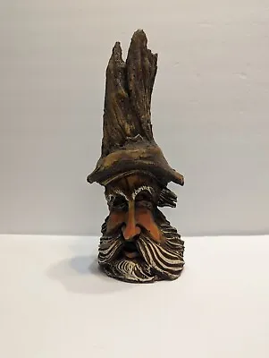 Wizard Face TREE SPIRIT CANDLE Old Man Hobbit Driftwood Look Hand Painted 10  • $25