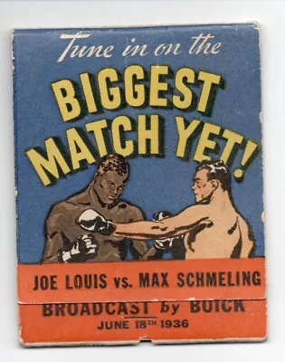 1936 Feature Match Book For The Joe Louis Vs Max Schmeling Boxing Match By Buick • $59.99