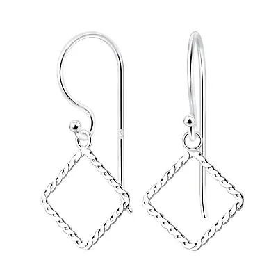 £15 • Buy Sterling Silver Diamond OutlineShaped Twist Drop Earrings Gift Boxed Nickel Free