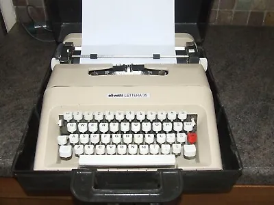 Olivetti Lettera 35 Cream Manual Typewriter In Hardshell Case • £35