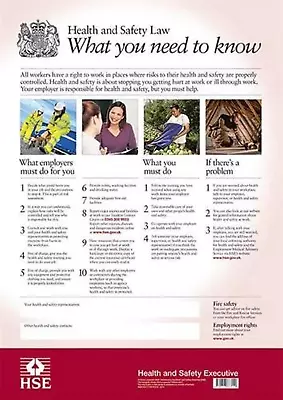£12.83 • Buy HSE Health And Safety Law Poster A3 FWC30/A3: What You Need To 420 X 297 Mm 