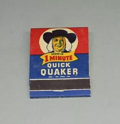 Circa 1940s - 1950s Quaker Oats Cereal Advertising Matchbook Nice! Full Complete • $2