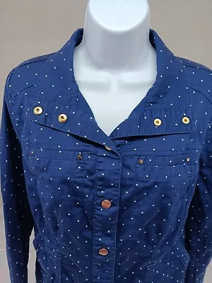 Chico's Blue & White Polka Dot Lightweight Jacket Shirt Chico's Sz 0 = US Sz 4/6 • $24.99