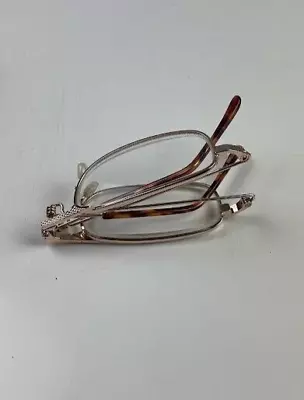 Vintage Mini Folding Reading Glasses Frames With Case Gold Tone Tortoise • $16.87