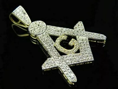 2.20Ct Round Cut Moissanite Masonic Charm Pendant In 14k Yellow Gold Plated • $162.99