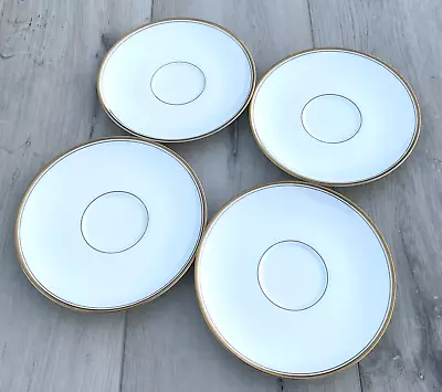 MIKASA NARUMI BONE CHINA WHEATON 102 SAUCERS WHITE GOLD TRIM Set Of 4 • $29.68