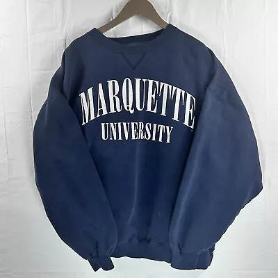 Vintage Marquette University Golden Eagles Crewneck Sweatshirt Navy Blue Size L • $18.47