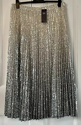 Marks And Spencer Ombre Sequin Pleated Midi Skirt Size 16 Regular RRP £59.50 • £39.50