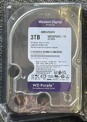 WD Purple 3TB HDD 5400 RPM 3.5  SATA Surveillance Hard Drive WD30PURX-78 • $102