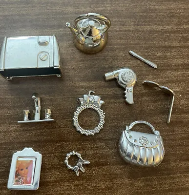 Barbie Doll Kitchen Silver Accessories Lot Toaster Necklace Picture . • $9.99