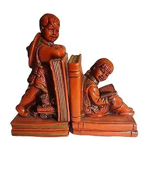 Asian Boy And Girl Bookends 1964 Universal Statuary Corp Some Wear See Pics • $24.98