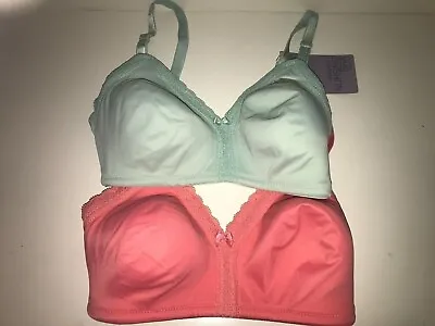 Marks & Spencer M&s 2 Pack Full Cup Nursing Maternity Non-wired Coral/sage Bras • £12.99