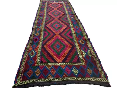 Kilim 245x80cm Runner Original Handmade Kilim Colourful Geometric Tribal 8x2.6ft • £225