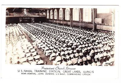 Ww2 Protestant Church Services-- Naval Training --great Lakes Illinois Postcard • $4.95