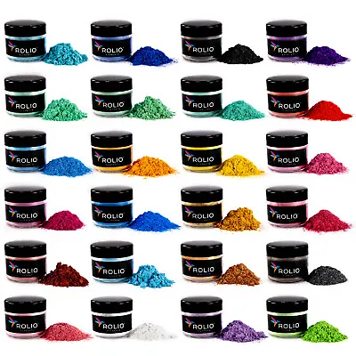 Rolio Mica Powder - For Epoxy Resin Slime Candle Soap Cosmetic Making-24Jars • $24.83